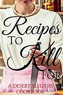 Book Cover: Recipes to Kill For — woman holding a knife in a stabbing grip